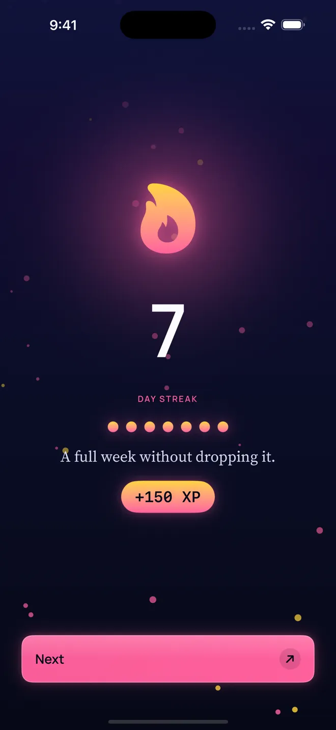 A Faithlify milestone celebrating a streak of days.